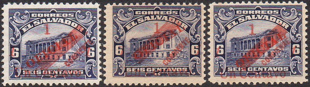 sellos timbres-poste Briefmarken stamps El Salvador 1917 Official Stamps surcharged Tram Trolley Tranvia National Theatre teatro nacional 